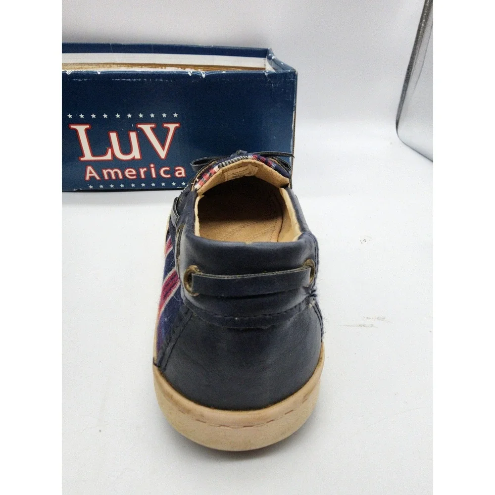 LuV America Laguna Navy Blue Plaid Boat Shoes CW19149 Mens 6